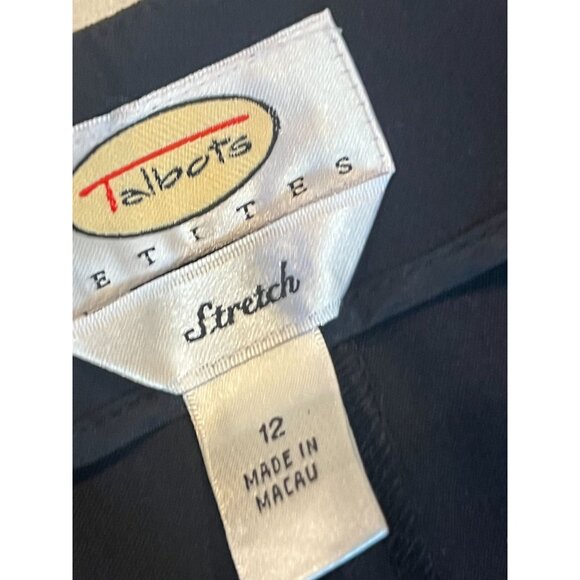 Talbots Wide Leg Dress Pants High Rise Stretch Slash Pocket Cotton Black Size 12 - Picture 8 of 9